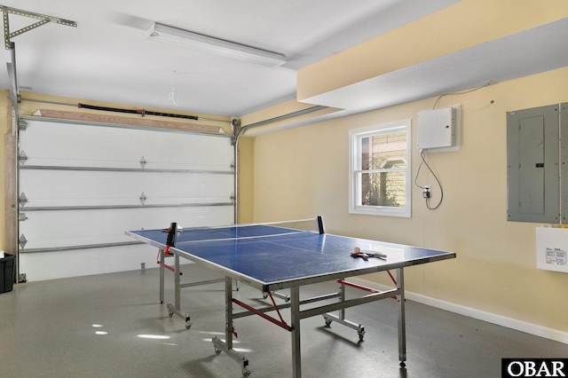 5001 S Virginia Dare Trl Lot 25, Nags Head, NC 27959 - playroom with electric panel, concrete flooring, baseboards, and a garage