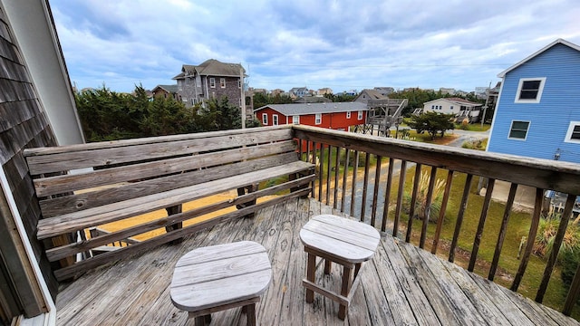 deck with a residential view