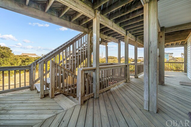 deck featuring stairway