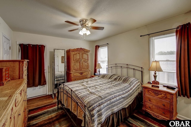 50059 Blackbeards Ct Lot # 166, Frisco, NC 27936 - bedroom with multiple windows, dark wood-style floors, and a ceiling fan