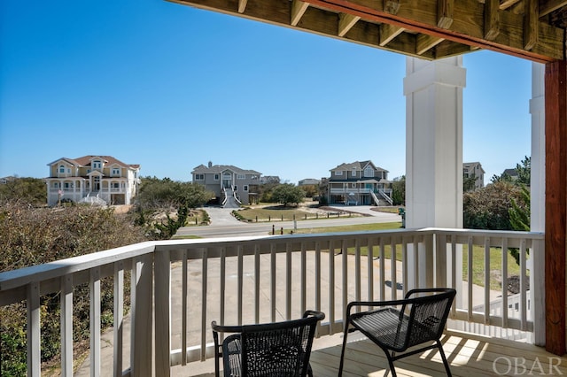 deck with a residential view