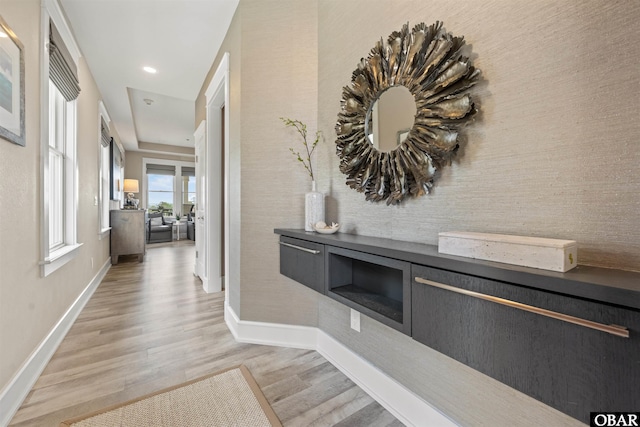 202 Dartmoor Ave Unit 202-C, Manteo, NC 27954 - corridor featuring baseboards, light wood-style flooring, and recessed lighting