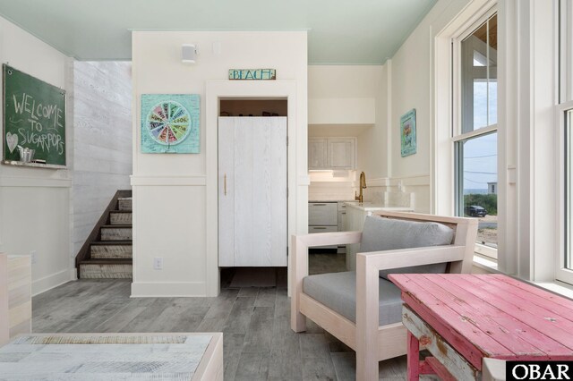 5118 N Virginia Dare Trl Lot 7, Kitty Hawk, NC 27949 - living area with wood finished floors and stairs