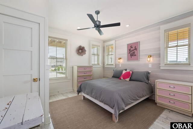 5118 N Virginia Dare Trl Lot 7, Kitty Hawk, NC 27949 - bedroom featuring wood finished floors, a ceiling fan, and recessed lighting