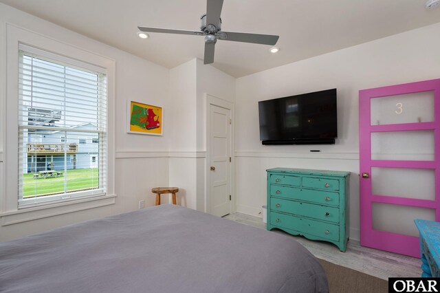 5118 N Virginia Dare Trl Lot 7, Kitty Hawk, NC 27949 - bedroom with a ceiling fan, recessed lighting, and wood finished floors