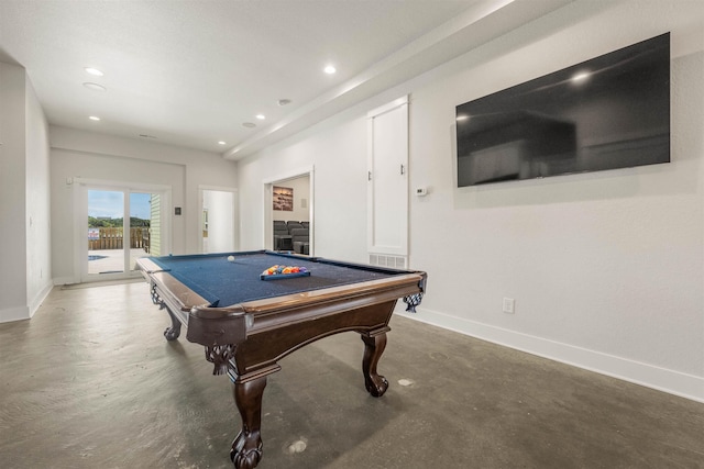 2103 Sandfiddler Rd Lot # 25, Corolla, NC 27927 - recreation room featuring baseboards, billiards, concrete floors, and recessed lighting