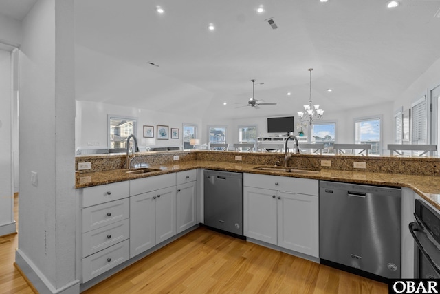 kitchen with white cabinetry, a sink, and stainless steel dishwasher