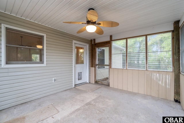 106 Mybet Ct Lot 97, Kill Devil Hills, NC 27948 - unfurnished sunroom featuring ceiling fan and healthy amount of natural light
