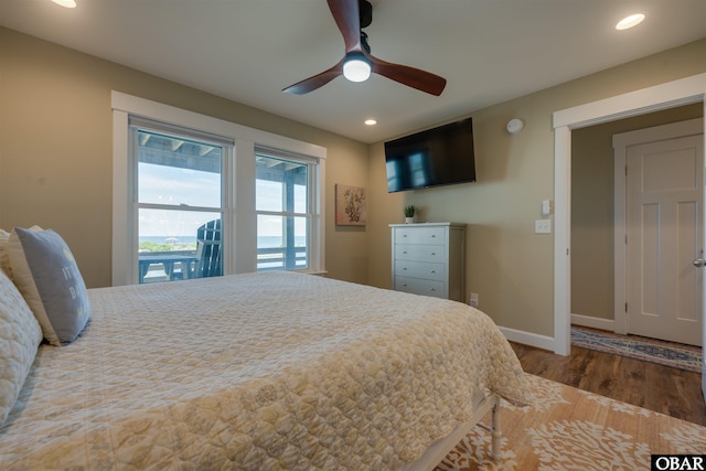 27197 Black Dog Ln Lot 9, Salvo, NC 27972 - bedroom with wood finished floors, recessed lighting, and ceiling fan