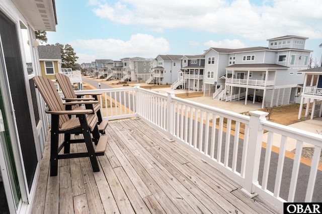 deck with a residential view