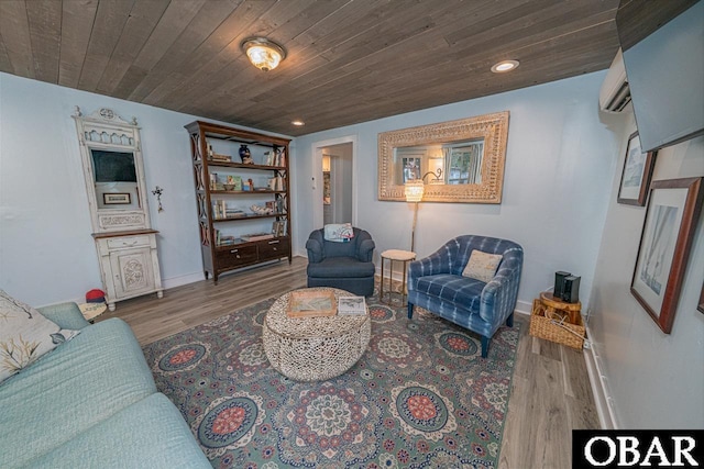 807 S St Lot 11, Manteo, NC 27954 - sitting room featuring baseboards, wood ceiling, recessed lighting, and wood finished floors