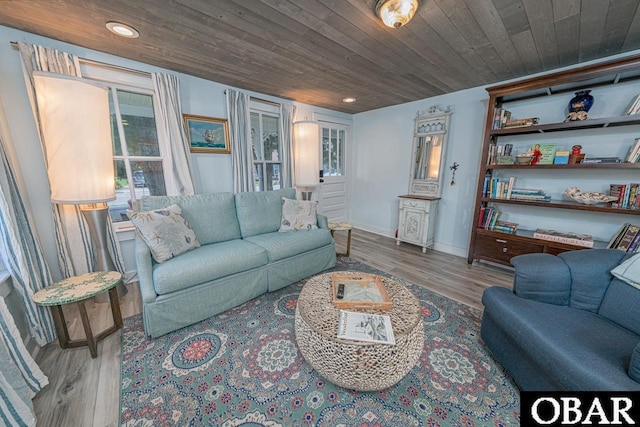 807 S St Lot 11, Manteo, NC 27954 - living area with recessed lighting, baseboards, wood ceiling, and wood finished floors
