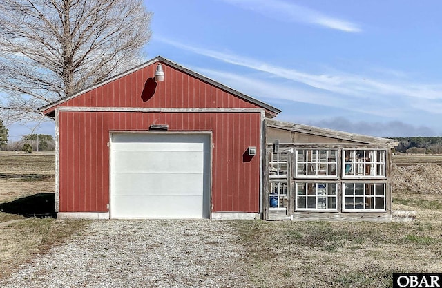 view of detached garage