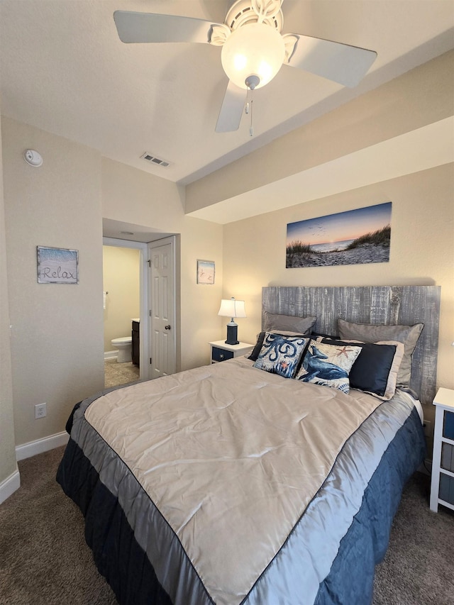 1111 Cambridge Rd Unit 308B, Kill Devil Hills, NC 27948 - carpeted bedroom with baseboards, a ceiling fan, and ensuite bath