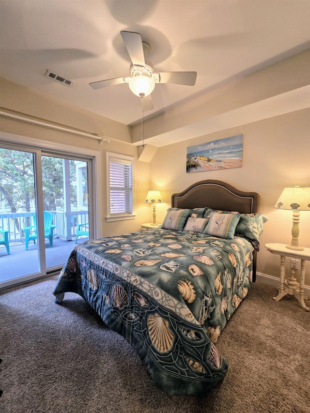 1111 Cambridge Rd Unit 308B, Kill Devil Hills, NC 27948 - bedroom with carpet flooring, access to outside, ceiling fan, and baseboards