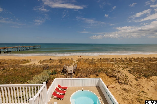 view of water feature featuring a view of the beach