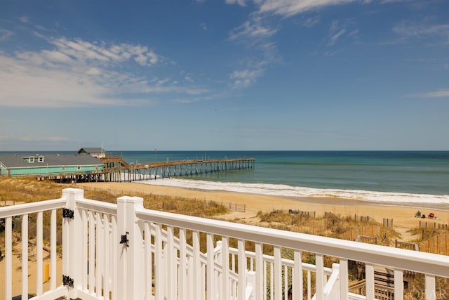 property view of water with a beach view