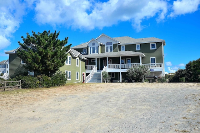 view of front facade featuring covered porch