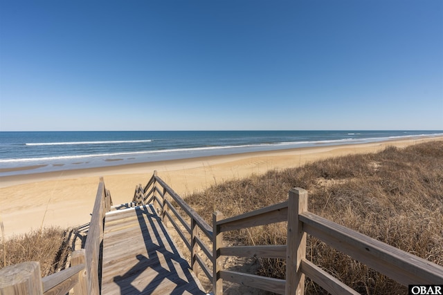 view of water feature featuring a beach view