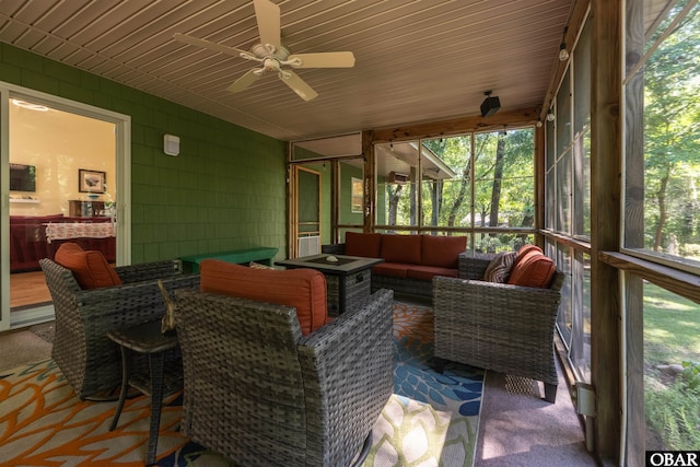 41 Eagles Nest Ln Lot 372, Southern Shores, NC 27949 - sunroom with an outdoor living space and a ceiling fan