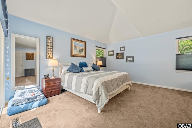41 Eagles Nest Ln Lot 372, Southern Shores, NC 27949 - carpeted bedroom with vaulted ceiling and baseboards