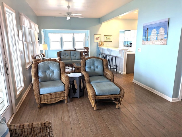 415 British Cemetery Rd Lot # 1 & 2, Ocracoke, NC 27960 - sitting room featuring wood finished floors, ceiling fan, and baseboards