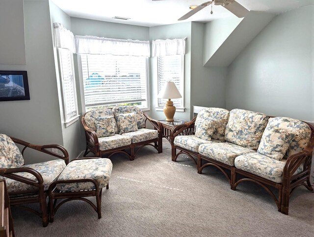 415 British Cemetery Rd Lot # 1 & 2, Ocracoke, NC 27960 - carpeted living room featuring healthy amount of natural light and ceiling fan