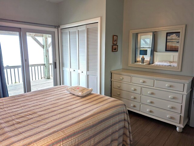 415 British Cemetery Rd Lot # 1 & 2, Ocracoke, NC 27960 - bedroom with access to exterior, a closet, and dark wood-type flooring