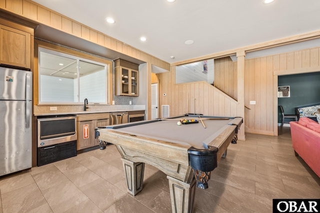 981 Lighthouse Dr Lot 10, Corolla, NC 27927 - recreation room featuring wood walls, pool table, and recessed lighting