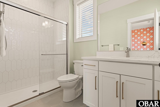 981 Lighthouse Dr Lot 10, Corolla, NC 27927 - bathroom with vanity, a shower stall, and tile patterned flooring