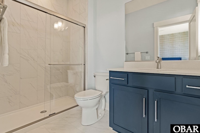 981 Lighthouse Dr Lot 10, Corolla, NC 27927 - bathroom featuring marble look tile flooring, vanity, and a marble finish shower
