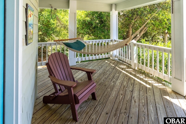 deck featuring a porch