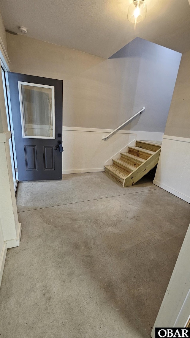 105 Baggy Davis Ln Lot 20B, Currituck, NC 27929 - stairway with a wainscoted wall and carpet