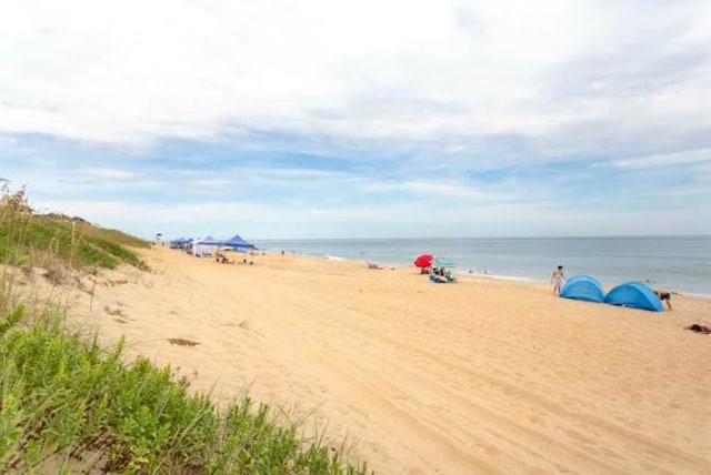 view of water feature with a view of the beach