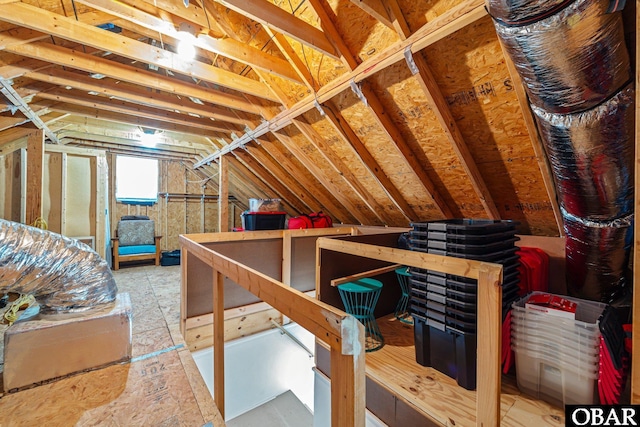 view of unfinished attic