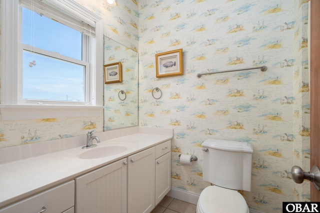 25238 Mac Oca Dr Lot 14, Waves, NC 27982 - bathroom featuring toilet, tile patterned flooring, vanity, and baseboards