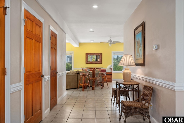 25238 Mac Oca Dr Lot 14, Waves, NC 27982 - dining space with light tile patterned flooring, ceiling fan, recessed lighting, and baseboards