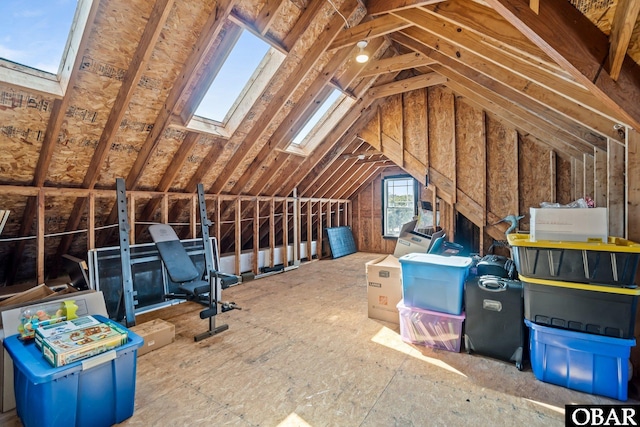 attic with a skylight