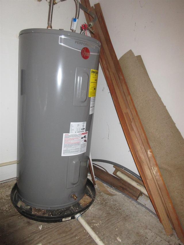 utility room featuring electric water heater