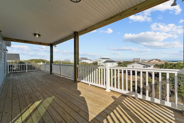 deck with a residential view