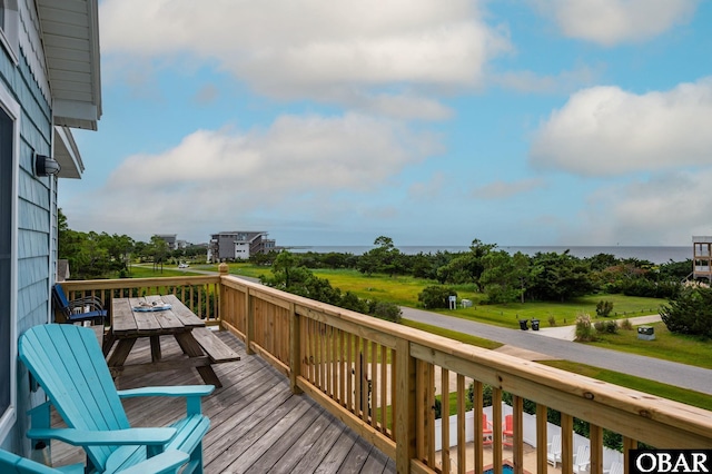 deck with a water view