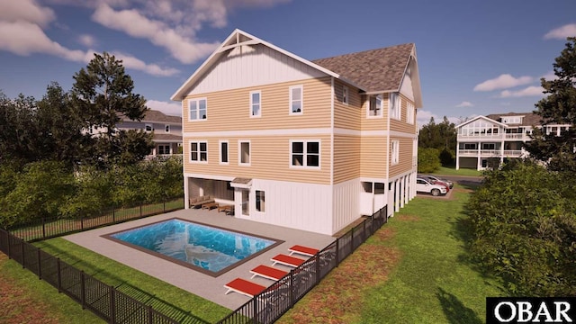 812 Whalehead Dr Lot #, Corolla, NC 27927 - back of property featuring a fenced backyard, a shingled roof, and a patio