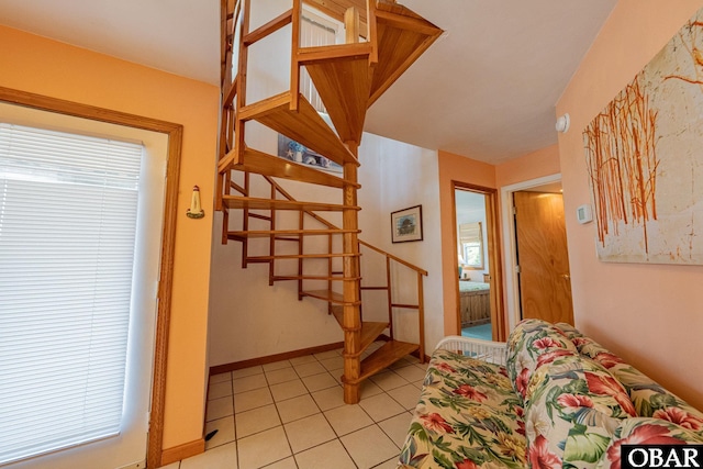 65 Ocean Blvd Lot 3-4, Southern Shores, NC 27949 - living room with stairs, light tile patterned flooring, and healthy amount of natural light