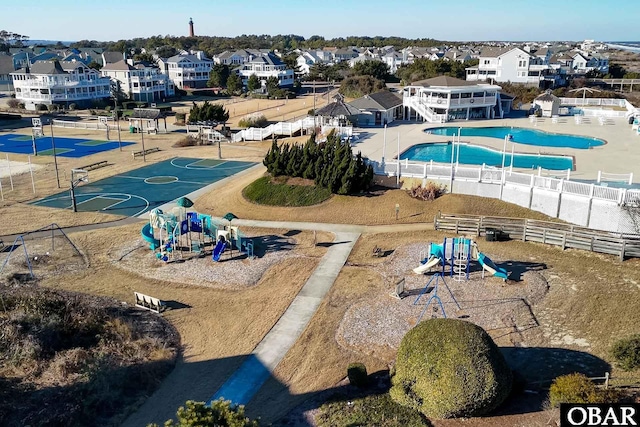 bird's eye view with a residential view