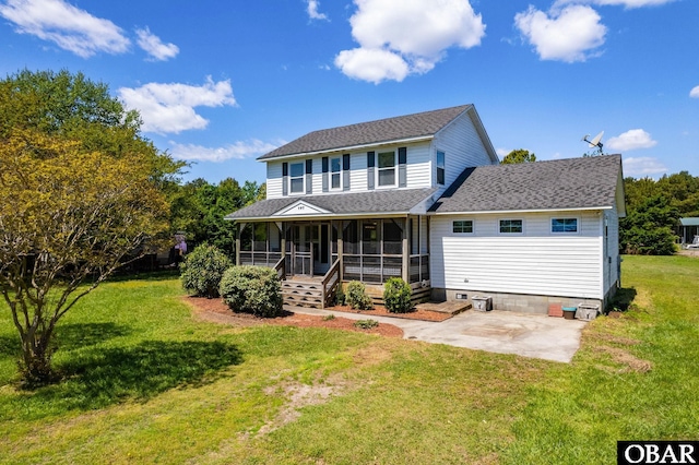 147 Dr Newbern Rd Lot # 3, Powells Point, NC 27966 - view of front facade with a front lawn, roof with shingles, a patio, and crawl space