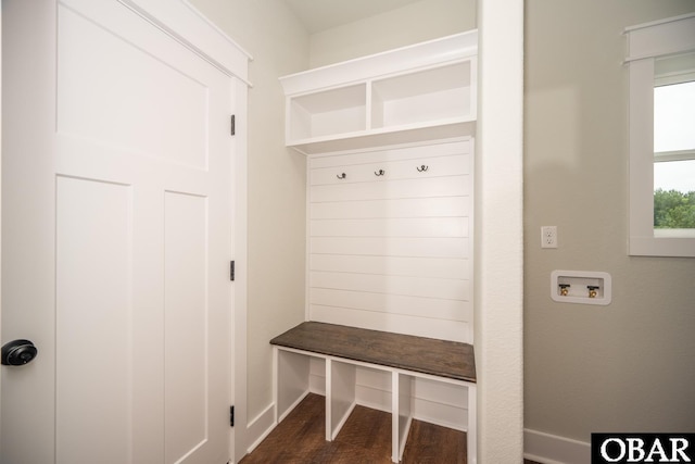 329 Country Club Rd Lot A, Lot A, Camden, NC 27921 - mudroom featuring baseboards and dark wood-style flooring