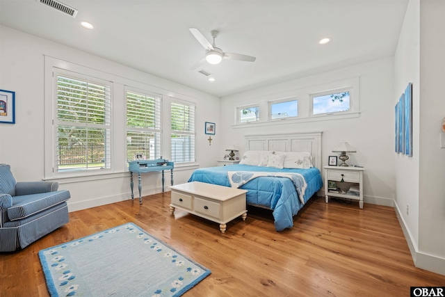 197 Wax Myrtle Trl Lot # 15R, Southern Shores, NC 27949 - bedroom with light wood finished floors, baseboards, ceiling fan, and recessed lighting