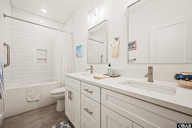 197 Wax Myrtle Trl Lot # 15R, Southern Shores, NC 27949 - bathroom with toilet, double vanity, shower / tub combo, and recessed lighting