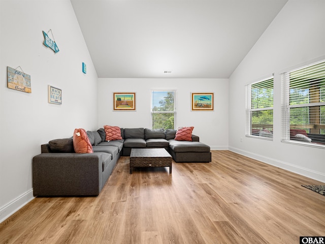 2337 False Cape Rd Lot 19, Corolla, NC 27927 - living room featuring light wood finished floors and high vaulted ceiling