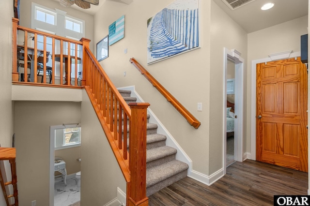 56432 NC-12 Hwy Lot 1, Hatteras, NC 27943 - stairway featuring baseboards, wood finished floors, and recessed lighting